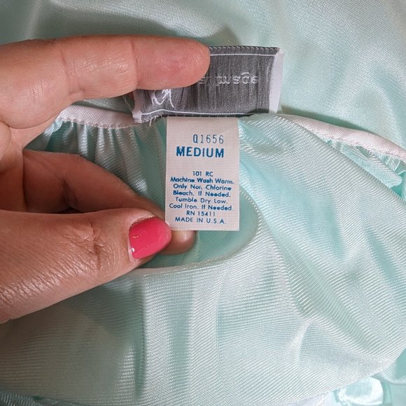 Personal Image Movie Star Vintage Nightie Nightgown Nylon Chiffon Green Size M - Picture 7 of 8